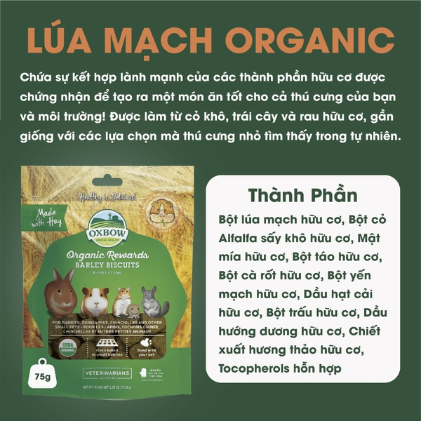 (Túi Nguyên) Bánh Cỏ Oxbow Ăn Vặt Bổ Dưỡng Cho Thỏ, Bọ Ú, Chinchilla, Hamster