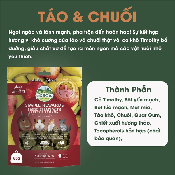 (Túi Nguyên) Bánh Cỏ Oxbow Ăn Vặt Bổ Dưỡng Cho Thỏ, Bọ Ú, Chinchilla, Hamster
