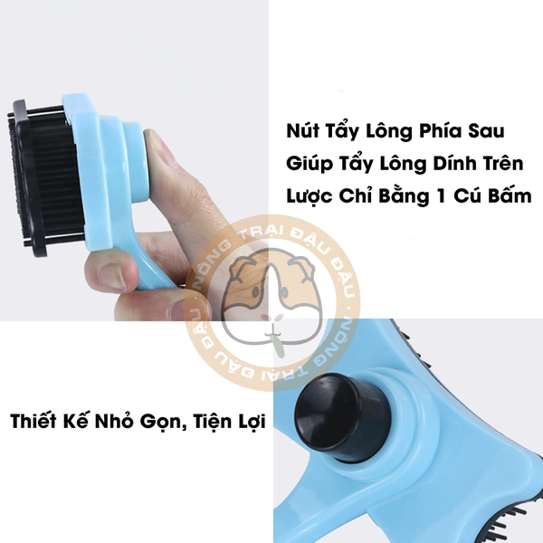 Lược Chải Lông Cho Thỏ, Bọ Ú, Chó, Mèo Có Nút Bấm Đẩy Lông