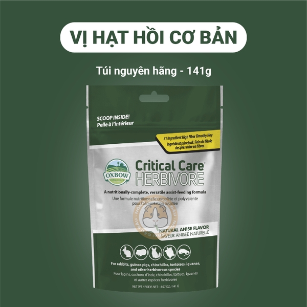 Oxbow Critical Care Bột Cỏ Phục Hồi Khẩn Cấp Cho Thỏ, Bọ Ú, Chinchilla, Rùa Cạn, Bò Sát