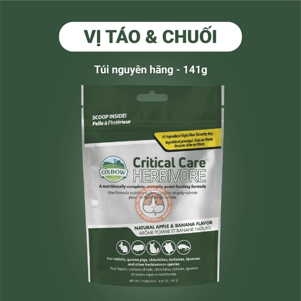 Oxbow Critical Care Bột Cỏ Phục Hồi Khẩn Cấp Cho Thỏ, Bọ Ú, Chinchilla, Rùa Cạn, Bò Sát