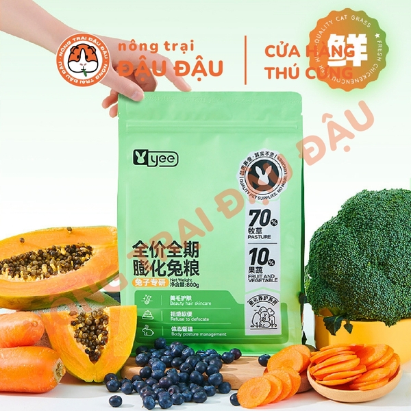 Cỏ Nén Yee Cho Thỏ 70% Cỏ 10% Trái Cây Rau Củ 800g