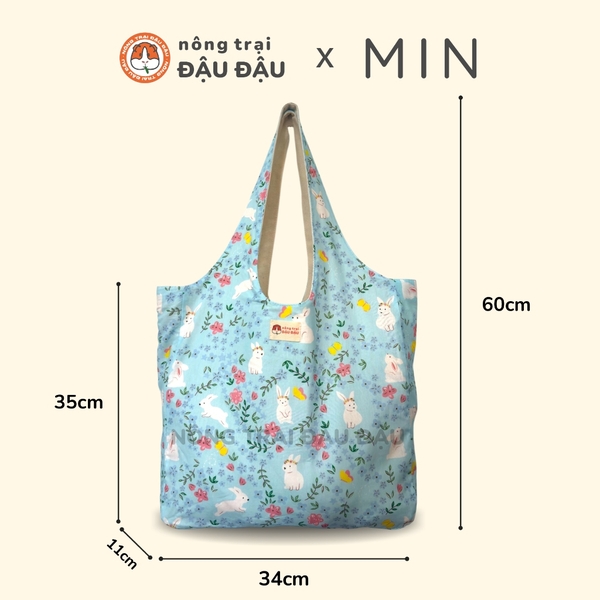 Túi Tote Vải 2 Lớp Quai Tròn Hoạ Tiết Dễ Thương
