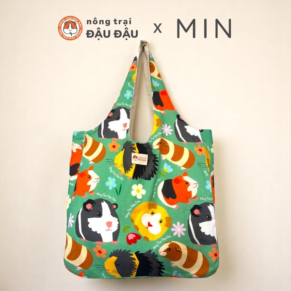 Túi Tote Vải 2 Lớp Quai Tròn Hoạ Tiết Dễ Thương