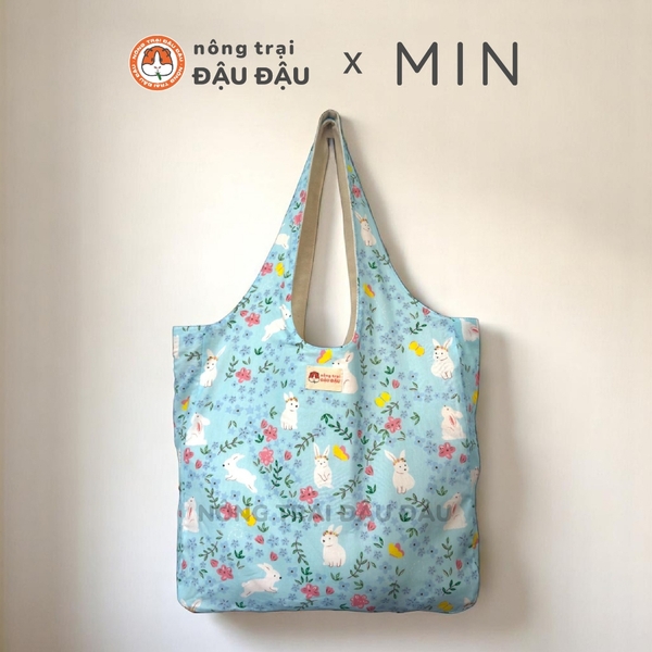 Túi Tote Vải 2 Lớp Quai Tròn Hoạ Tiết Dễ Thương