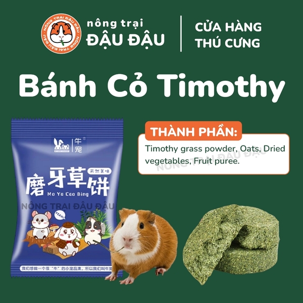Bánh Cỏ Yến Mạch Waffle Vị Trái Cây Cho Thỏ, Bọ Ú, Chinchilla Ăn Vặt Mài Răng