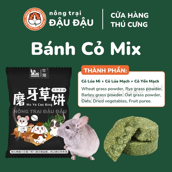 Bánh Cỏ Yến Mạch Waffle Vị Trái Cây Cho Thỏ, Bọ Ú, Chinchilla Ăn Vặt Mài Răng