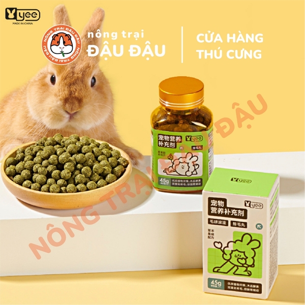 Viên Cỏ Tiêu Búi Lông Hỗ Trợ Tiêu Hoá Cho Thỏ Yee Hộp 45g