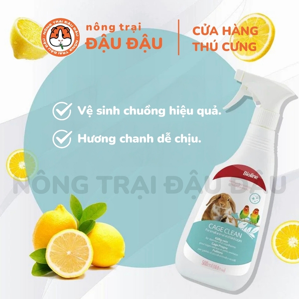 Xịt Vệ Sinh Chuồng Bioline Cho Thỏ, Bọ Ú, Chinchilla, Hamster, Chim 500ml
