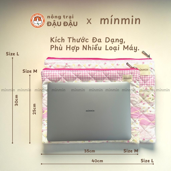 Túi Đựng Laptop Chần Bông Túi Đựng Máy Tính, Ipad Hoạ Tiết Dễ Thương