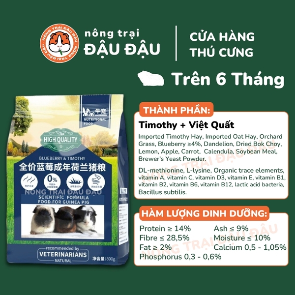 Cỏ Nén Timothy Cho Bọ Ú Chuột Lang Niu Chong Giàu Chất Xơ Bổ Sung Việt Quất 800g