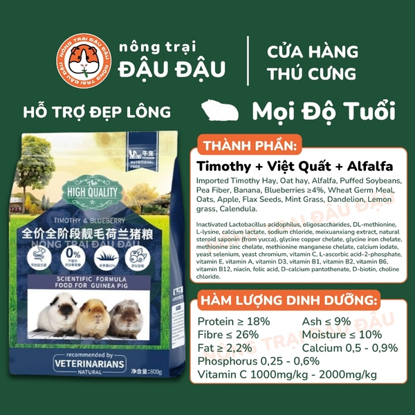 Cỏ Nén Timothy Cho Bọ Ú Chuột Lang Niu Chong Giàu Chất Xơ Bổ Sung Việt Quất 800g