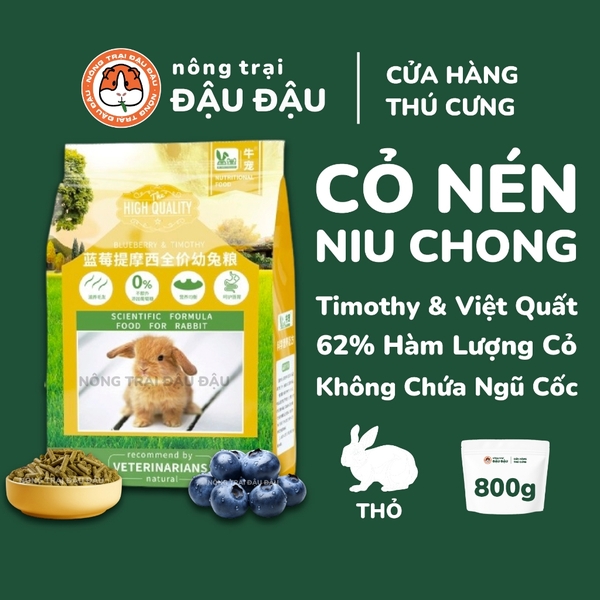 Cỏ Nén Cho Thỏ Niu Chong Giàu Chất Xơ Bổ Sung Việt Quất 800g