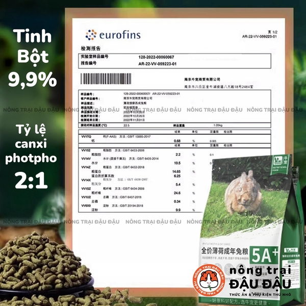 Cỏ Nén Cho Thỏ Hạt Phồng Bổ Sung Bạc Hà Giàu Dinh Dưỡng Niu Chong 800g