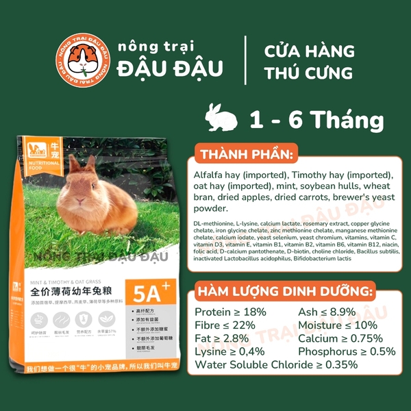 Cỏ Nén Cho Thỏ Hạt Phồng Bổ Sung Bạc Hà Giàu Dinh Dưỡng Niu Chong 800g