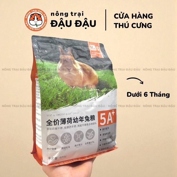 Cỏ Nén Cho Thỏ Hạt Phồng Bổ Sung Bạc Hà Giàu Dinh Dưỡng Niu Chong 800g