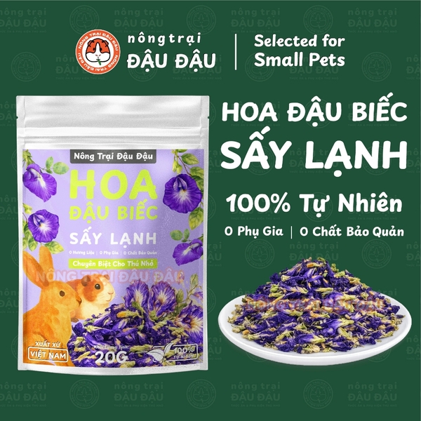 Hoa Đậu Biếc Sấy Lạnh Cho Thỏ, Bọ Ú, Hamster, Chinchilla Hoa Khô Ăn Vặt 20g