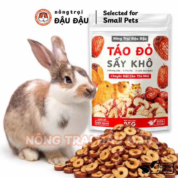 Táo Đỏ Sấy Khô Cho Thỏ, Bọ Ú, Hamster, Chinchilla Ăn Vặt Thơm Ngon 25g