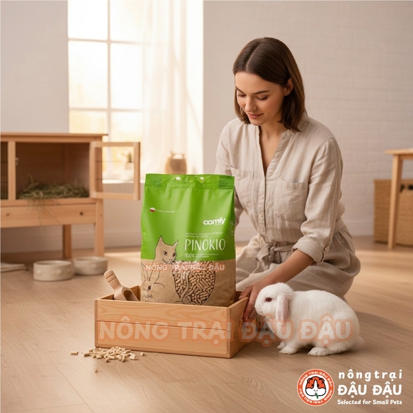 Gỗ Nén Lót Chuồng Cho Thỏ, Bọ Ú, Chinchilla, Mèo Comfy Pinokio Cao Cấp 7L