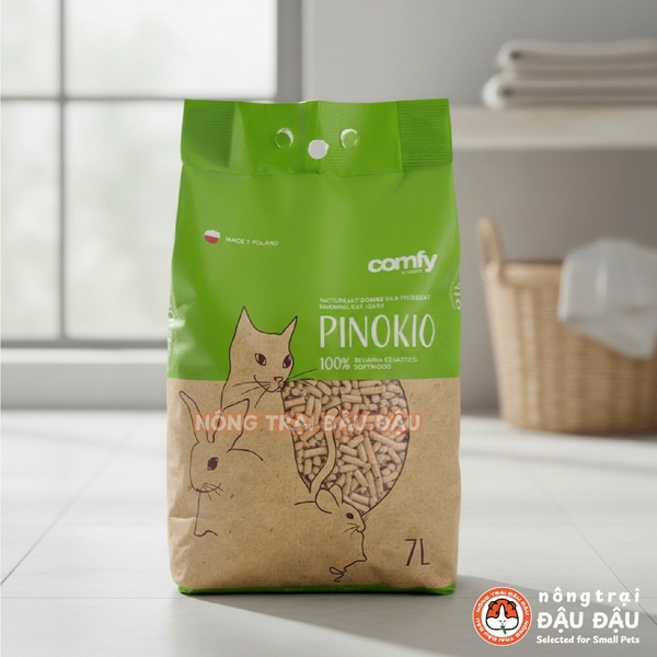 Gỗ Nén Lót Chuồng Cho Thỏ, Bọ Ú, Chinchilla, Mèo Comfy Pinokio Cao Cấp 7L