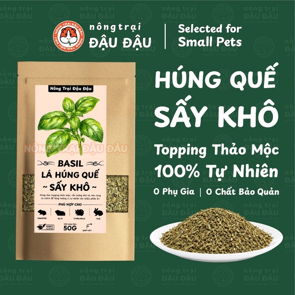 Lá Húng Quế Sấy Khô Cho Thỏ, Bọ Ú, Chinchilla, Hamster Thảo Mộc 50g