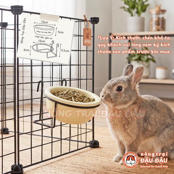 Chén Ăn Treo Chuồng Cho Thỏ, Bọ Ú, Chinchilla, Chó, Mèo Gốm Sứ Cao Cấp