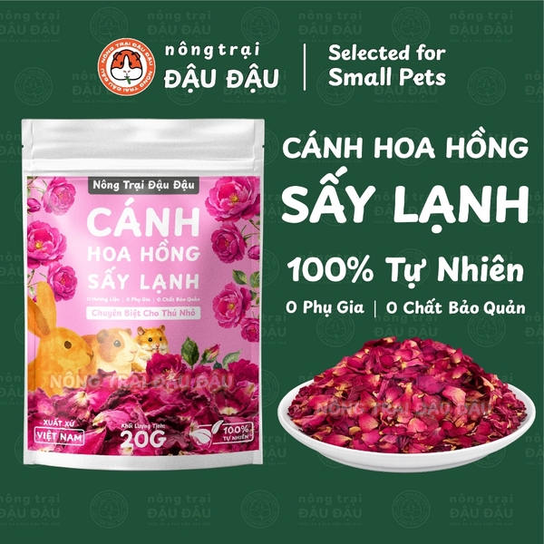 Cánh Hoa Hồng Sấy Lạnh Cho Thỏ, Bọ Ú, Hamster, Chinchilla Hoa Khô Ăn Vặt Giảm Stress 20g
