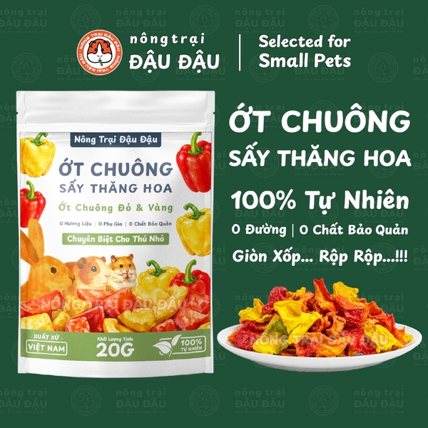 Ớt Chuông Sấy Thăng Hoa Cho Thỏ, Bọ Ú, Chinchilla, Hamster Ăn Vặt 20g