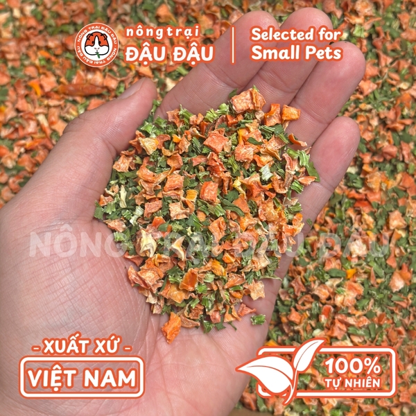 Rau Củ Sấy Cho Thỏ, Bọ Ú, Chuột Lang, Hamster, Thú Nhỏ Đậu Đậu Veggie Crunch Cà Rốt Và Cần Tây Sấy Khô 100g