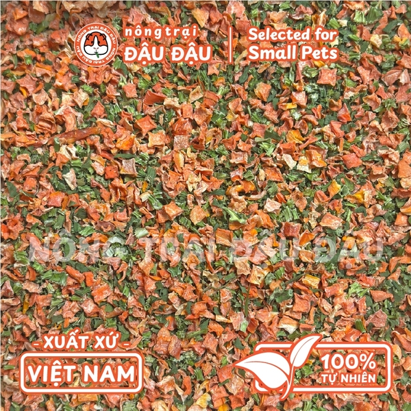 Rau Củ Sấy Cho Thỏ, Bọ Ú, Chuột Lang, Hamster, Thú Nhỏ Đậu Đậu Veggie Crunch Cà Rốt Và Cần Tây Sấy Khô 100g