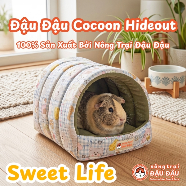 Nhà Ngủ Trú Ẩn Cho Chuột Lang, Bọ Ú, Hamster, Sóc Bay Đậu Đậu Cocoon Hideout