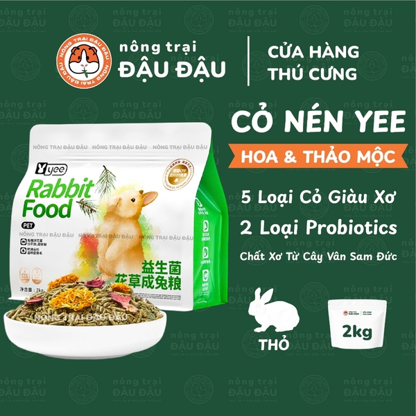Cỏ Nén Cho Thỏ Yee Bổ Sung Hoa Và Thảo Mộc Hỗ Trợ Tiêu Hoá 2kg