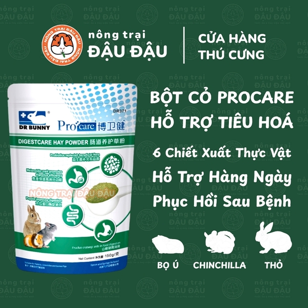 Bột Cỏ ProCare Hỗ Trợ Tiêu Hoá Cho Thỏ, Bọ Ú, Chinchilla 150g