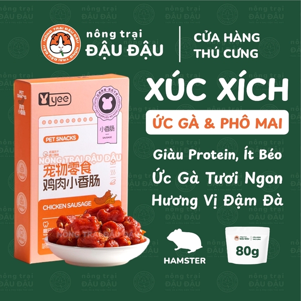 Xúc Xích Cho Hamster Xúc Xích Ức Gà Phô Mai Yee Giàu Dinh Dưỡng Hộp 80g