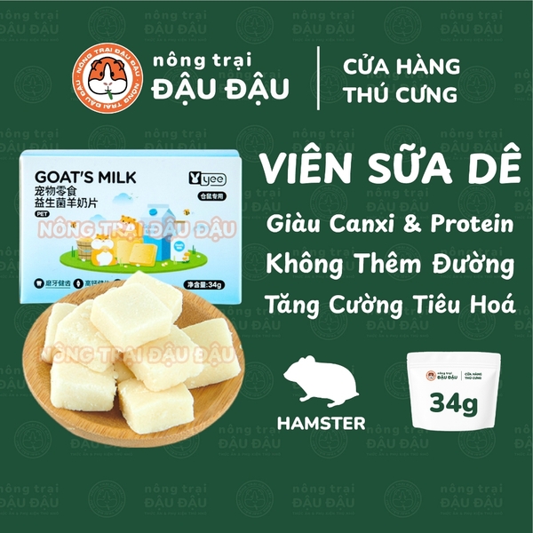 Viên Sữa Dê Cho Hamster Yee Giàu Canxi Tăng Cường Tiêu Hoá Hộp 34g