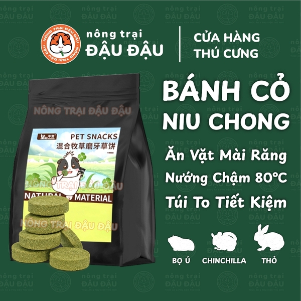 Bánh Cỏ Timothy Mài Răng Cho Thỏ, Bọ Ú, Chinchilla Niu Chong Túi Nguyên 150g