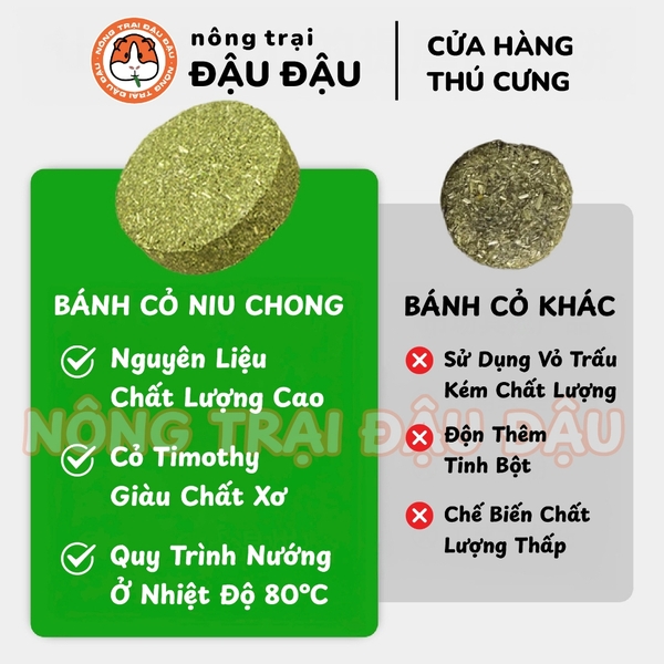 Bánh Cỏ Timothy Mài Răng Cho Thỏ, Bọ Ú, Chinchilla Niu Chong Túi Nguyên 150g