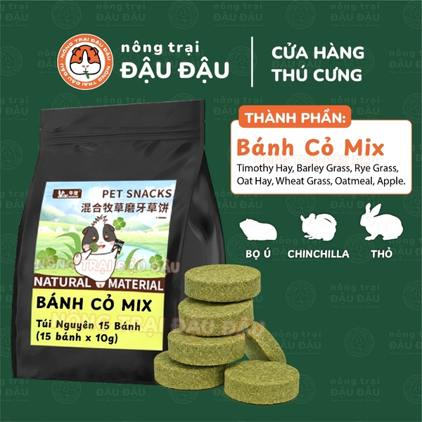 Bánh Cỏ Timothy Mài Răng Cho Thỏ, Bọ Ú, Chinchilla Niu Chong Túi Nguyên 150g