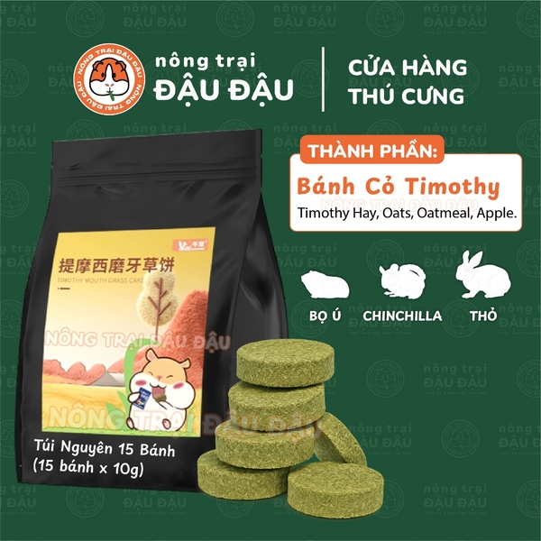 Bánh Cỏ Timothy Mài Răng Cho Thỏ, Bọ Ú, Chinchilla Niu Chong Túi Nguyên 150g