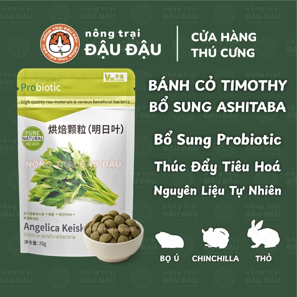 Bánh Cỏ Timothy Mài Răng Cho Thỏ, Bọ Ú, Chinchilla, Thú Nhỏ Bổ Sung Ashitaba Hỗ Trợ Tiêu Hoá 70g