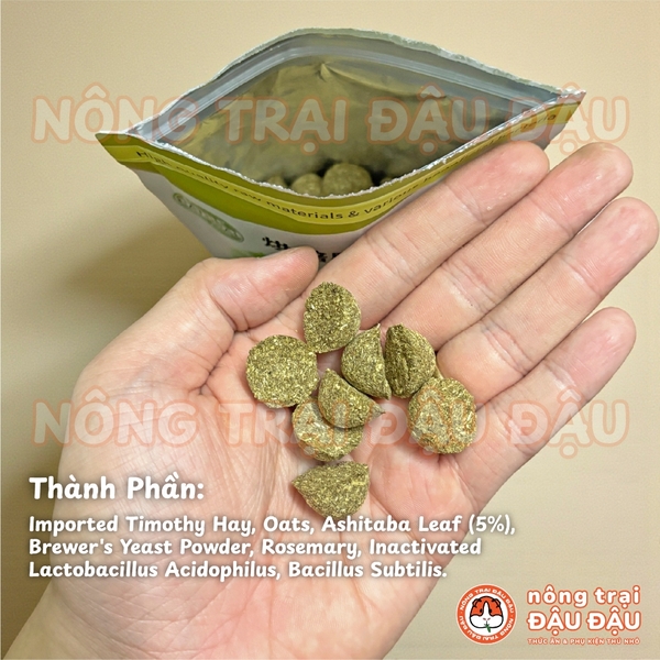 Bánh Cỏ Timothy Mài Răng Cho Thỏ, Bọ Ú, Chinchilla, Thú Nhỏ Bổ Sung Ashitaba Hỗ Trợ Tiêu Hoá 70g
