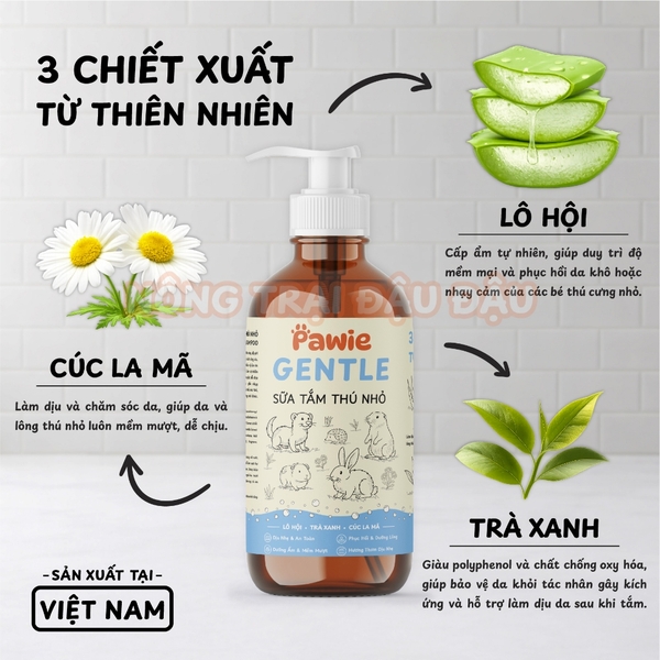 Sữa Tắm Pawie Cho Bọ Ú, Nhím, Chồn Sương, Thú Nhỏ 300ml
