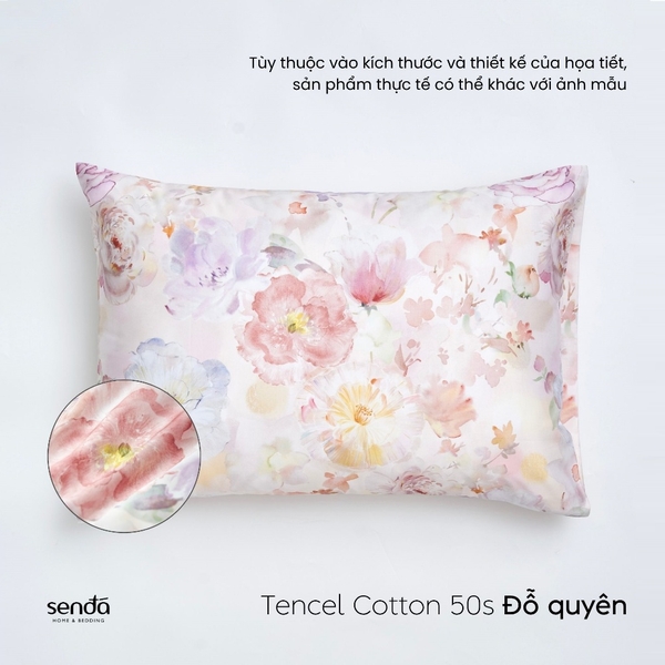 Vỏ gối nằm Tencel Cotton họa tiết - Đỗ quyên