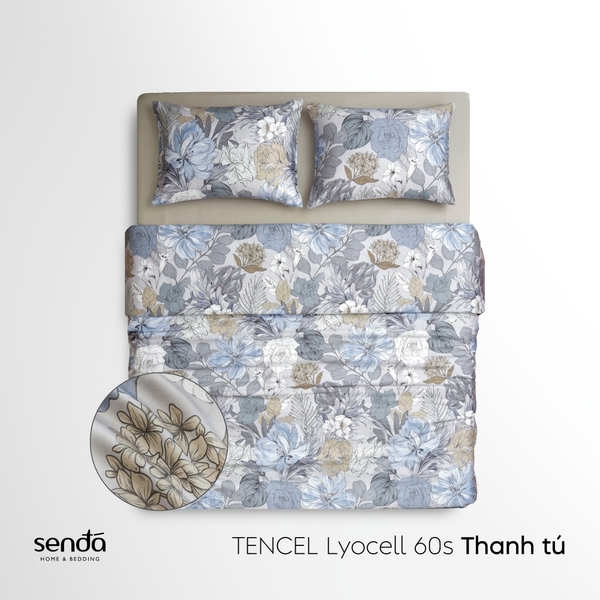 Vỏ chăn chần bông Lụa Tencel 60S họa tiết - Thanh tú