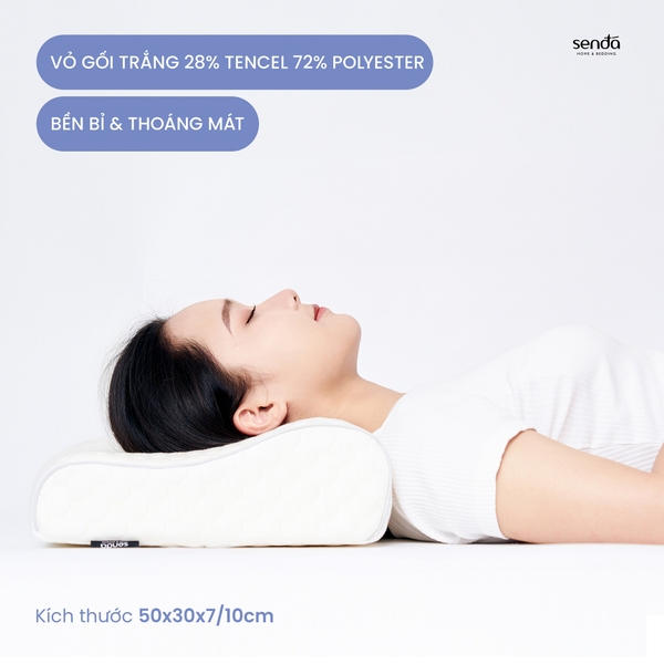 Gối cao su non chống đau mỏi cổ vai gáy, ruột gối ngủ công thái học Memory Foam người lớn cao cấp
