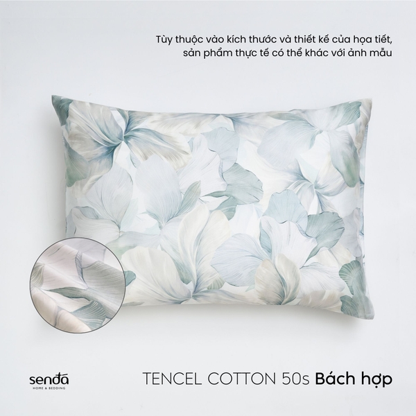 Vỏ gối nằm Tencel Cotton họa tiết - Bách hợp