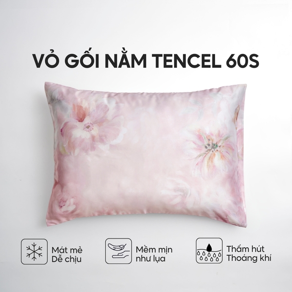 Vỏ gối nằm Lụa Tencel 60S họa tiết - Đào vân