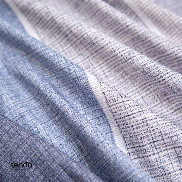 Bộ chăn ga gối 4 món Cotton Twill họa tiết kẻ sọc - Khoang xanh xám
