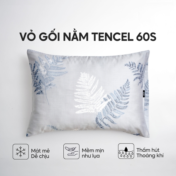Vỏ gối nằm Lụa Tencel 60S họa tiết - Dương xỉ