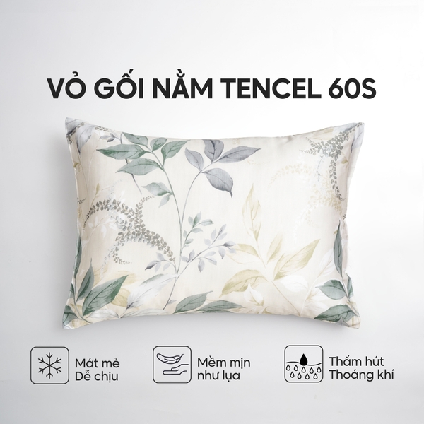 Vỏ gối nằm Lụa Tencel 60S họa tiết - Thanh trúc